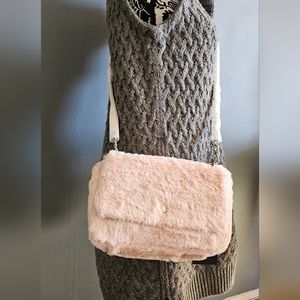 Kendall and Kylie Blush Pink Faux Fur. Small Adjustable Crossbody Purse
